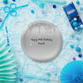 Glitter Silver, speciaal gepersonaliseerde verjaar Papieren Bordje (Feest)