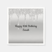 Glitter Silver, speciaal gepersonaliseerde verjaar Servet (Voorkant)