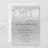 Glitter Silver Sweet Sixteen Birthday uitdrogen Kaart (Voorkant)