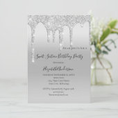 Glitter Silver Sweet Sixteen Birthday uitdrogen Kaart (Staand voorkant)