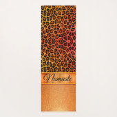Glitter Sinaasappel en Gold Leopard gepersonalisee Yogamat (Achterkant)