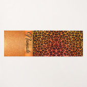 Glitter Sinaasappel en Gold Leopard gepersonalisee Yogamat (Voorkant (horizontaal))