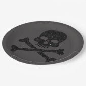 Glitter Skull'n'Crossbones Halloween Papieren Bordje (Gekanteld)