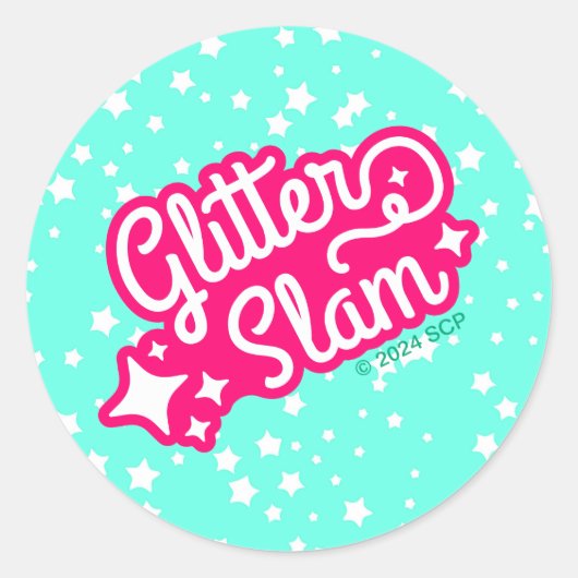 Glitter Slam Ronde Sticker (Voorkant)