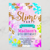 Glitter slijm verjaardagsuitnodiging kaart (Voorkant / Achterkant)