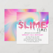 Glitter Slime Birthday Party Invitation Kaart (Voorkant / Achterkant)