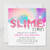 Glitter Slime Birthday Party Invitation Kaart (Voorkant)