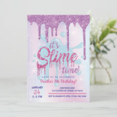 Glitter Slime Feest Uitnodiging (Staand voorkant)