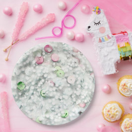 Glitter Slime Feestbord Wit Papieren Bordje