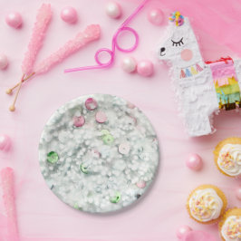 Glitter Slime Feestborden Wit Papieren Bordje