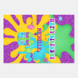 Glitter Slime Kleurrijke Verjaardag Wrapping Papie Inpakpapier Vel