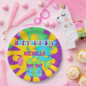 Glitter Slime Kleurrijke Verjaardagsfeestje Papieren Bordje (Feest)