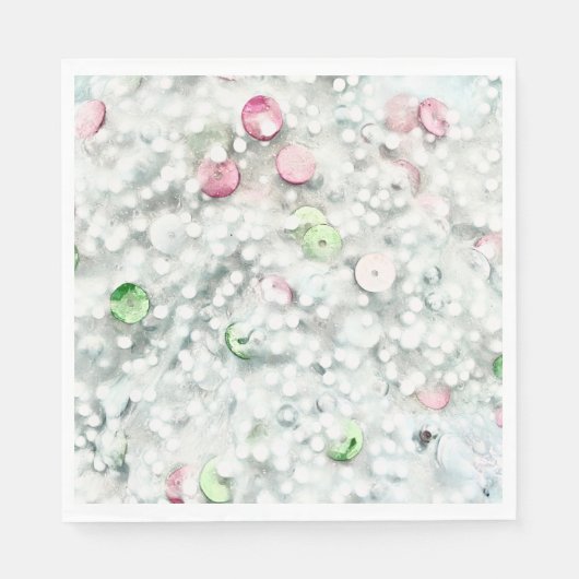 Glitter Slime Paper Napkins White Servet (Voorkant)