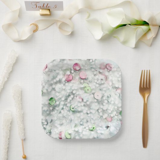 Glitter Slime Paper Plates White Papieren Bordje (Huwelijk)