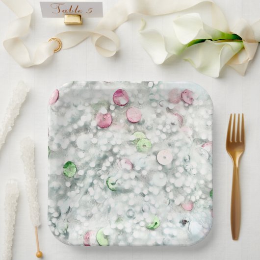 Glitter Slime Papieren Borden Wit Bordje (Huwelijk)