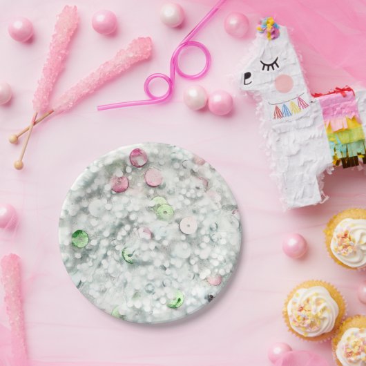 Glitter Slime Party Plates White Papieren Bordje (Feest)