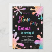 Glitter Slime Party Uitnodiging voor verjaardag (Voorkant)