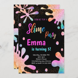 Glitter Slime Party Uitnodiging voor verjaardag