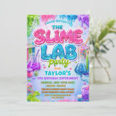 Glitter Slime Science Lab Verjaardagsfeestje Kaart (Staand voorkant)