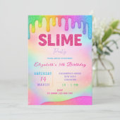 Glitter Slime verjaardagsuitnodiging Kaart (Staand voorkant)