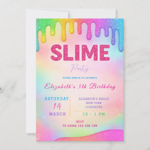 Glitter Slime verjaardagsuitnodiging Kaart