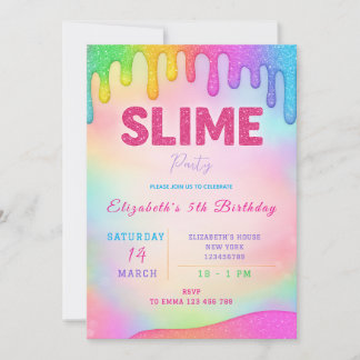 Glitter Slime verjaardagsuitnodiging Kaart