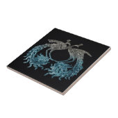 Glitter Sliver en Blue Peacock Tegeltje (Zijkant)