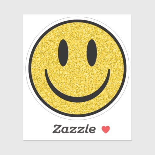 Glitter Smile Face Custom-Cut Vinyl Stickers (Vel)