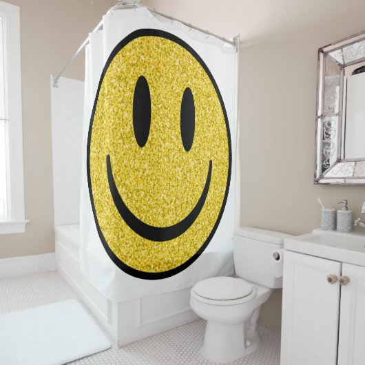 Glitter Smile Face Douchegordijn (In situ)