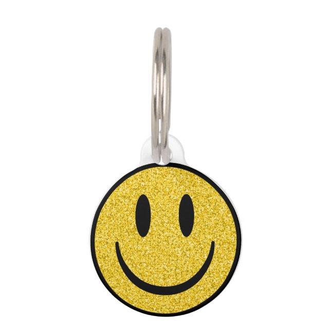 Glitter Smile Face Huisdierpenning (Voorkant)