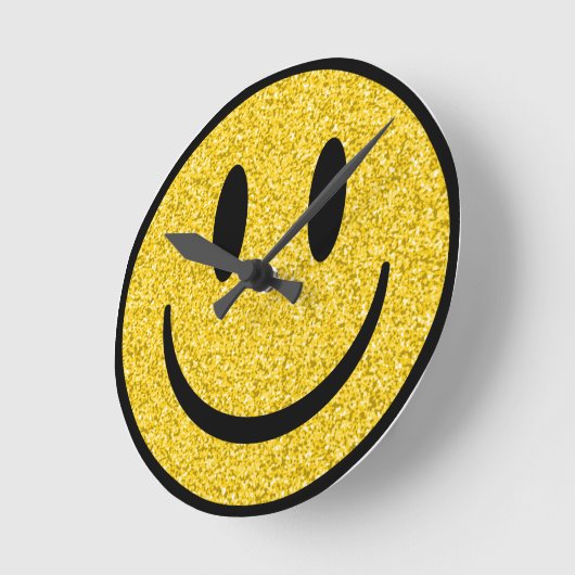 Glitter Smile Face Ronde Klok (Hoek)