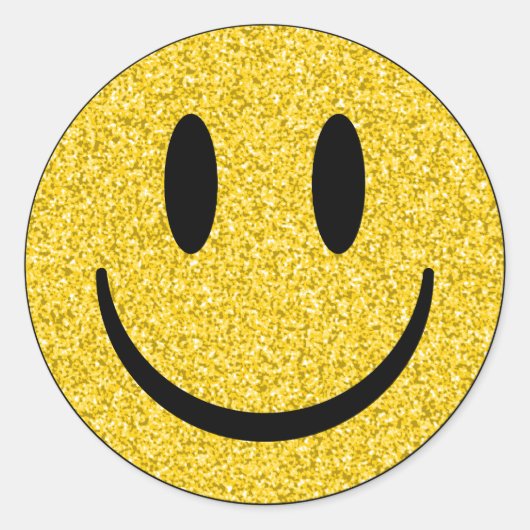 Glitter Smile Face Ronde Sticker (Voorkant)