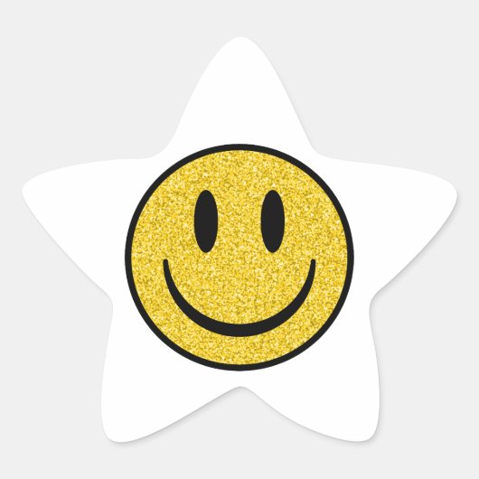 Glitter Smile Face Ster Sticker (Voorkant)