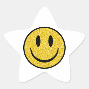 Glitter Smile Face Ster Sticker