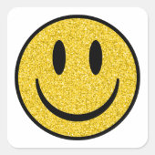 Glitter Smile Face Vierkante Sticker (Voorkant)