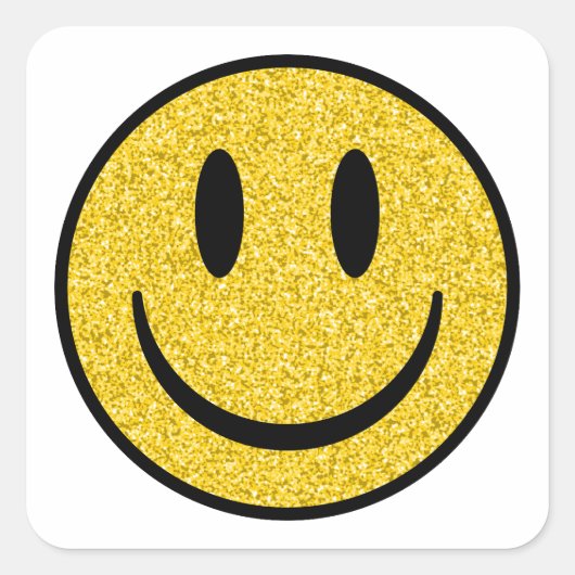 Glitter Smile Face Vierkante Sticker (Voorkant)