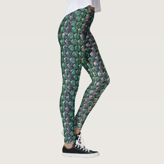 Glitter Snakeskin Pattern – Sparkling Reptile  Leggings (Rechts)