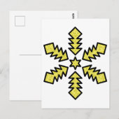 Glitter Sneeuwvlok - Gele Ster Briefkaart (Voorkant / Achterkant)