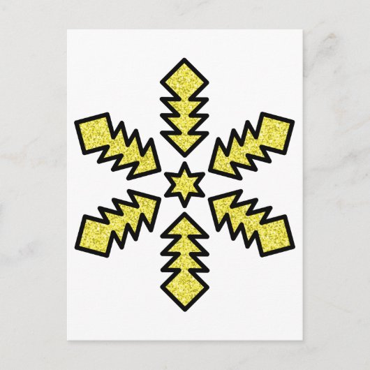 Glitter Sneeuwvlok - Gele Ster Briefkaart (Voorkant)