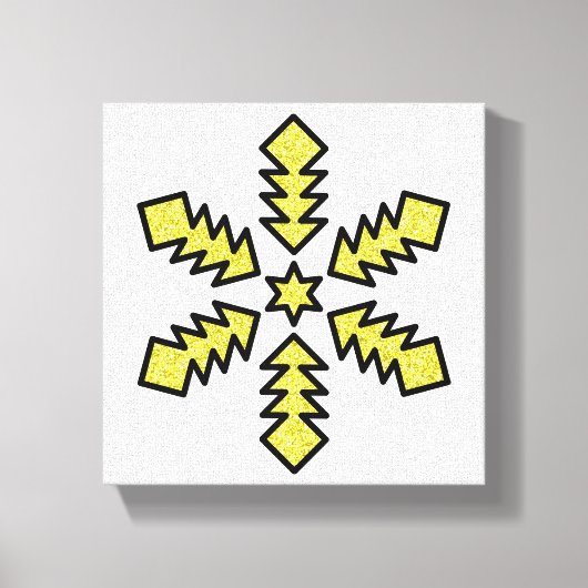 Glitter Sneeuwvlok - Gele Ster Canvas Afdruk (Voorkant)