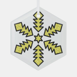 Glitter Sneeuwvlok - Gele Ster Glas Ornament