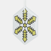Glitter Sneeuwvlok - Gele Ster Glas Ornament (Voorkant links)
