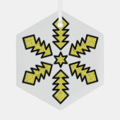 Glitter Sneeuwvlok - Gele Ster Glas Ornament (Achterkant)