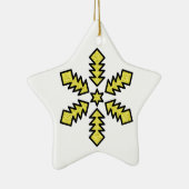 Glitter Sneeuwvlok - Gele Ster Keramisch Ornament (Rechts)
