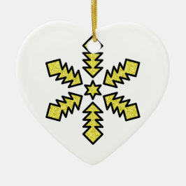 Glitter Sneeuwvlok - Gele Ster Keramisch Ornament