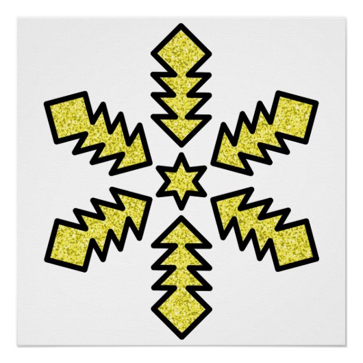 Glitter Sneeuwvlok - Gele Ster Perfect Poster (Voorkant)