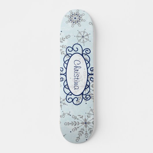 Glitter Sneeuwvlok Mini Skateboard (Voorkant)
