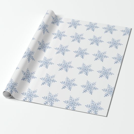 Glitter Sneeuwvlok Patroon Cadeaupapier (Uitgerold)