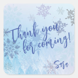 Glitter Sneeuwvlok Winter Bedankt voor uw komst Vierkante Sticker