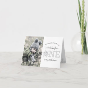 Glitter Sneeuwvlokken 1e Verjaardag Bedankt Card